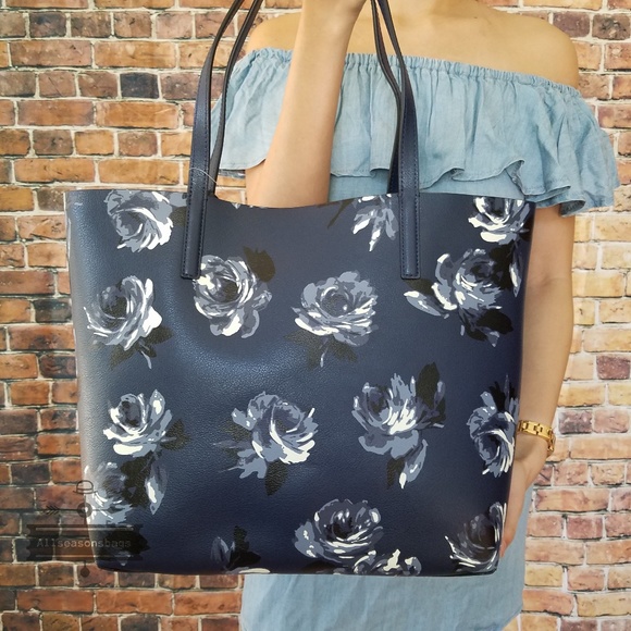 Kate spade reversible arch place navy tote pouch - Picture 3 of 6